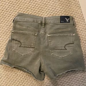 High-Waisted Army Green Shorts